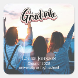 Pegatina Cuadrada Clase de Invitación de graduación de 2023