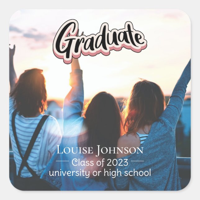 Pegatina Cuadrada Clase de Invitación de graduación de 2023