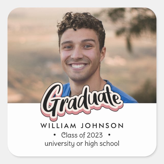 Pegatina Cuadrada Clase de Invitación de graduación de 2023 (Anverso)