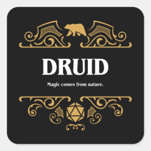 Pegatina Cuadrada Clase Druid Tabletop RPG Gaming