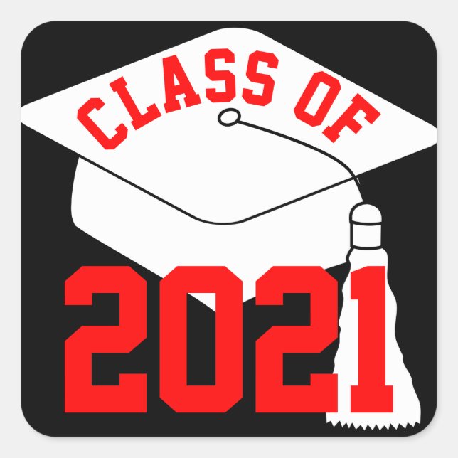 Pegatina Cuadrada Clase roja del tapón blanco de gramado de 2024 (Anverso)