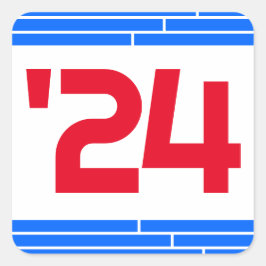 Pegatina Cuadrada Clase roja y azul de la graduación '24