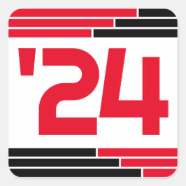 Pegatina Cuadrada Clase roja y negra de la graduación '24