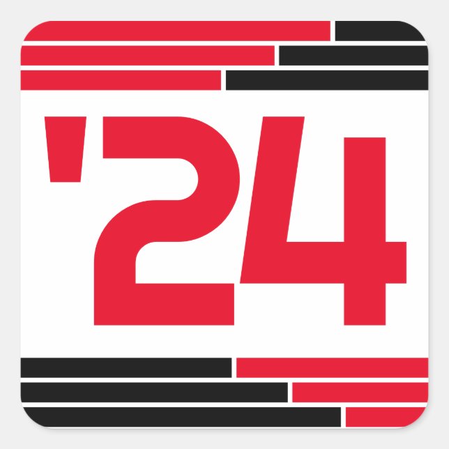 Pegatina Cuadrada Clase roja y negra de la graduación '24 (Anverso)