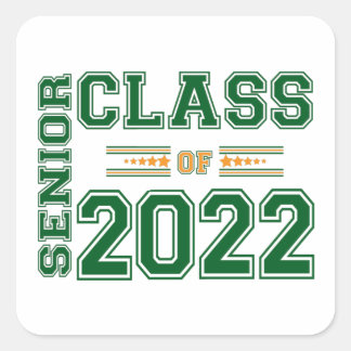 Pegatina Cuadrada Clase Senior de 2022 Verde y Naranja