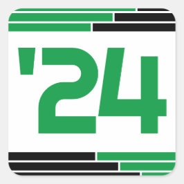 Pegatina Cuadrada Clase verde y negra de la graduación del 24