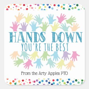 Pegatina Cuadrada clase voluntaria mamá Manos abajo eres la mejor