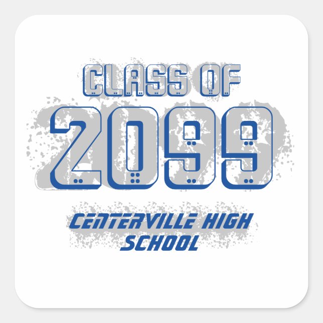 Pegatina Cuadrada Clases modernas de la clase azul angustiada (Anverso)