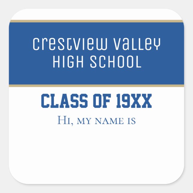 Pegatina Cuadrada Clases pegatinas de nombres de Reunión (Anverso)