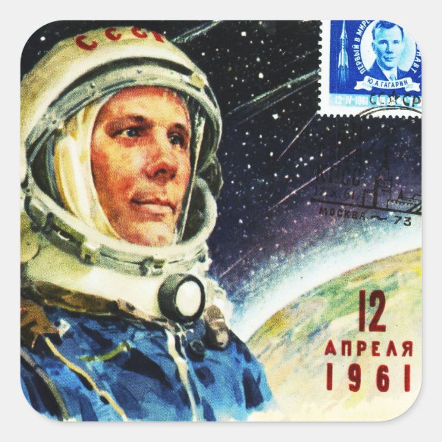 PEGATINA CUADRADA CLASIC ASTRONAUT DE LA RAZA ESPACIAL DE LOS AÑOS 1 (Anverso)