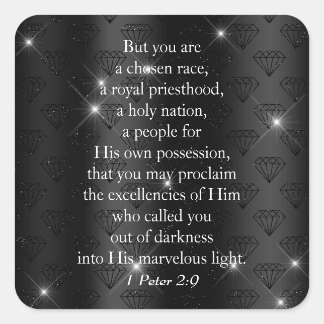 Pegatina Cuadrada Clásica Biblia del Orgullo Real Verse (Anverso)