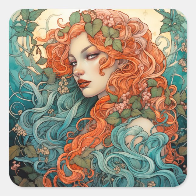 Pegatina Cuadrada Clásica eterna, San Valentín (Anverso)