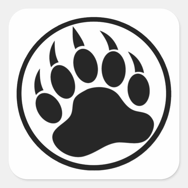 Pegatina Cuadrada Clásica garra del oso negro dentro de un anillo ne (Anverso)