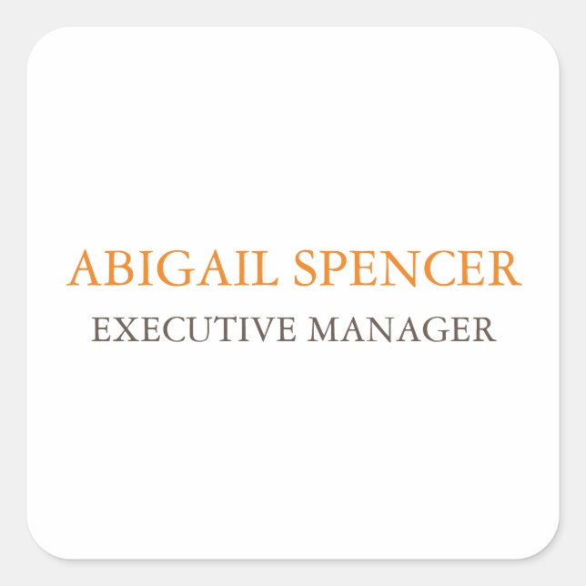 Pegatina Cuadrada Clásica Simple Clean Profesional (Anverso)