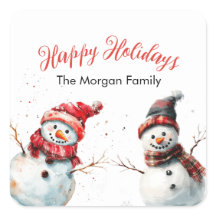 Clásica y festiva acuarela Snowman