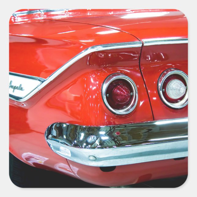 Pegatina Cuadrada Clásico 61 Chevy Impala (Anverso)