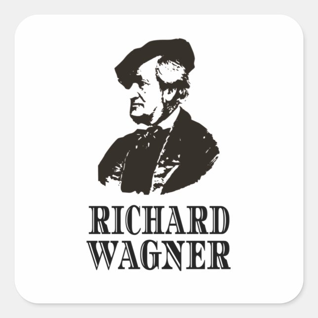 Pegatina Cuadrada Clásico compositor de música clásica Richard Wagne (Anverso)