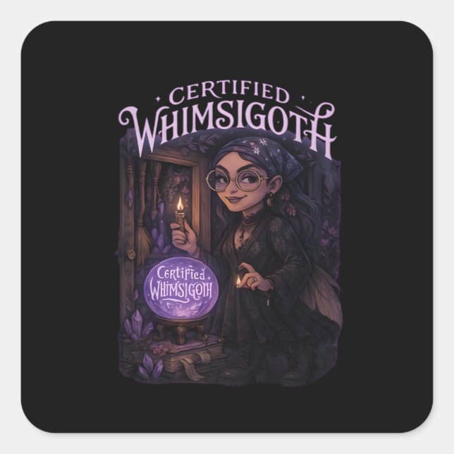 Pegatina Cuadrada Clásico de Closet de Witch Broom de Whimsigoth (Anverso)