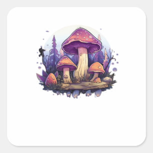 Pegatina Cuadrada Clásico De Hongos Y Cristales De Whimsigoth
