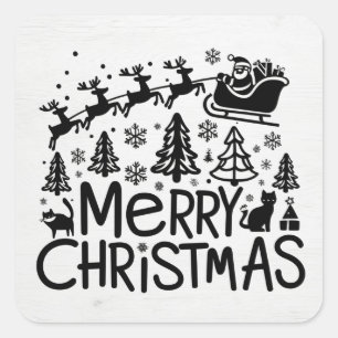 Pegatina Cuadrada Clásico de navidad