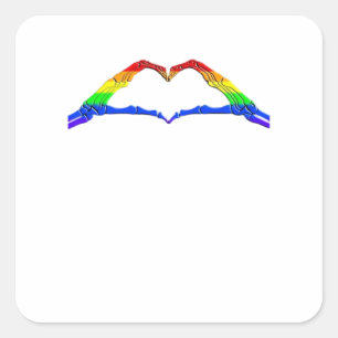 Pegatina Cuadrada Clásico del corazón de las manos óseas