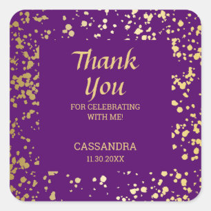 Pegatina Cuadrada Clásico Egipto Oro salpicado de morado gracias