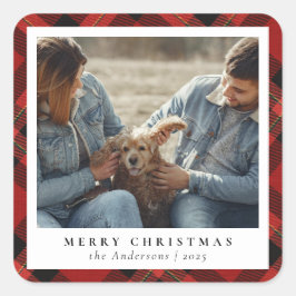 Pegatina Cuadrada Clásico elegante foto de Personalizado navideño
