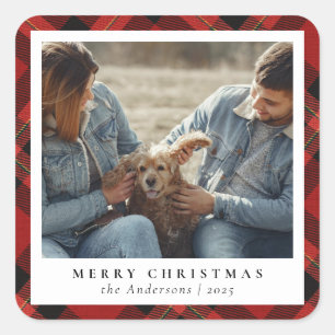 Pegatina Cuadrada Clásico elegante foto de Personalizado navideño