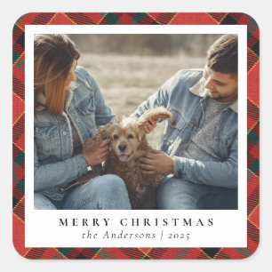 Pegatina Cuadrada Clásico elegante foto de Personalizado navideño
