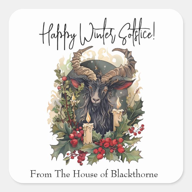 Pegatina Cuadrada Clásico Goat Yule (Anverso)