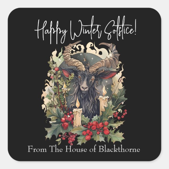 Pegatina Cuadrada Clásico Goat Yule (Anverso)