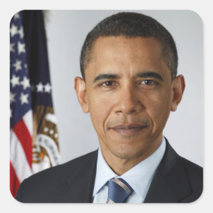 Pegatina Cuadrada Clásico redondo de retrato presidencial de Barack 