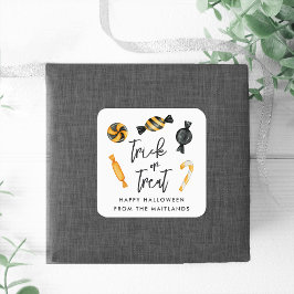 Pegatina Cuadrada Clásico truco o truco de dulces de Halloween