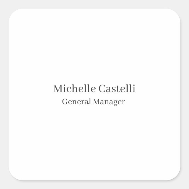 Pegatina Cuadrada Clásico Único Profesional Simple (Anverso)