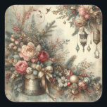 Pegatina Cuadrada Clásicos Ornate Christmas Stickers<br><div class="desc">pegatinas clásicas de navidad ornamentadas</div>