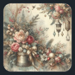Pegatina Cuadrada Clásicos Ornate Christmas Stickers<br><div class="desc">pegatinas clásicas de navidad ornamentadas</div>