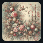 Pegatina Cuadrada Clásicos Ornate Christmas Stickers<br><div class="desc">pegatinas clásicas de navidad ornamentadas</div>