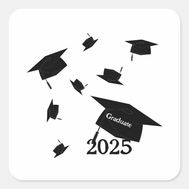 Pegatina Cuadrada Class of 2025 grad cap  (Anverso)