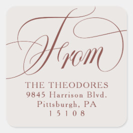 Pegatina Cuadrada Classic elegant off white return address