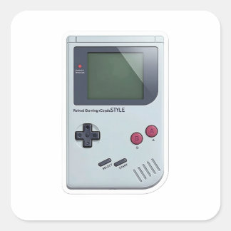 Pegatina Cuadrada Classic Retro Handheld Gaming Console 3D Sticker