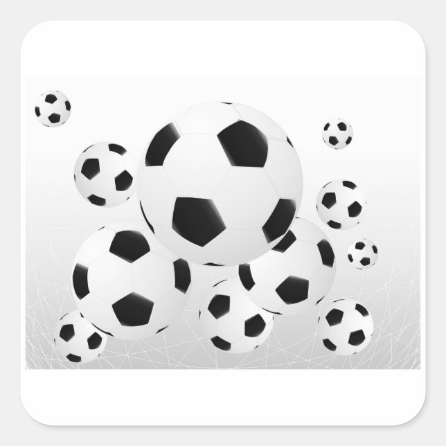 Pegatina Cuadrada Classic Soccer Football Balls Flying Sports (Anverso)