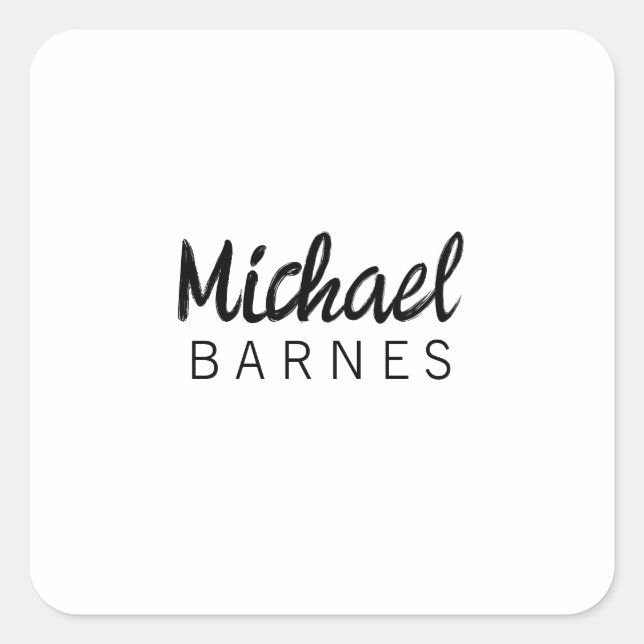 Pegatina Cuadrada Classical White Minimalist Plain Elegant (Anverso)