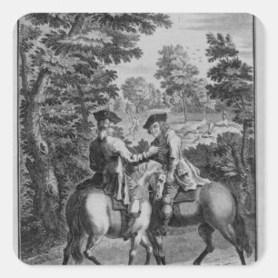 Pegatina Cuadrada Claude Duval robando Squire Roper