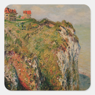 Pegatina Cuadrada Claude Monet   Acantilado en Dieppe, 1882