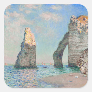 Pegatina Cuadrada Claude Monet - Acantilados en Etretat