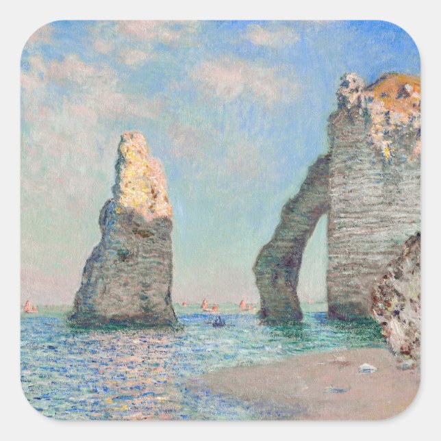 Pegatina Cuadrada Claude Monet - Acantilados en Etretat (Anverso)