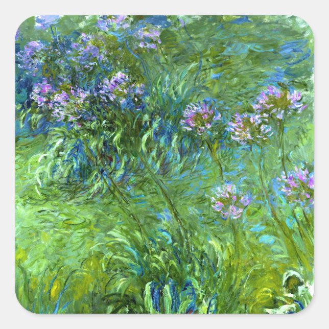 Pegatina Cuadrada Claude Monet: Agapanthus (Anverso)