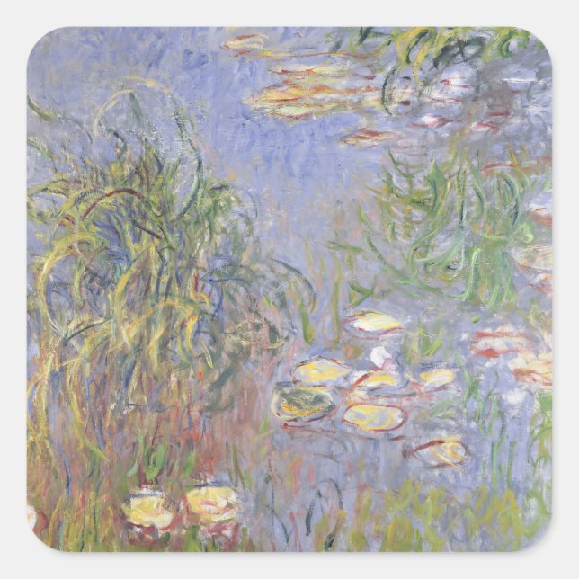 Pegatina Cuadrada Claude Monet | Algas de agua, grupo de hierbas (Anverso)