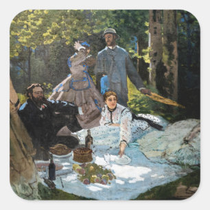 Pegatina Cuadrada Claude Monet - Almuerzo en el césped, panel derech