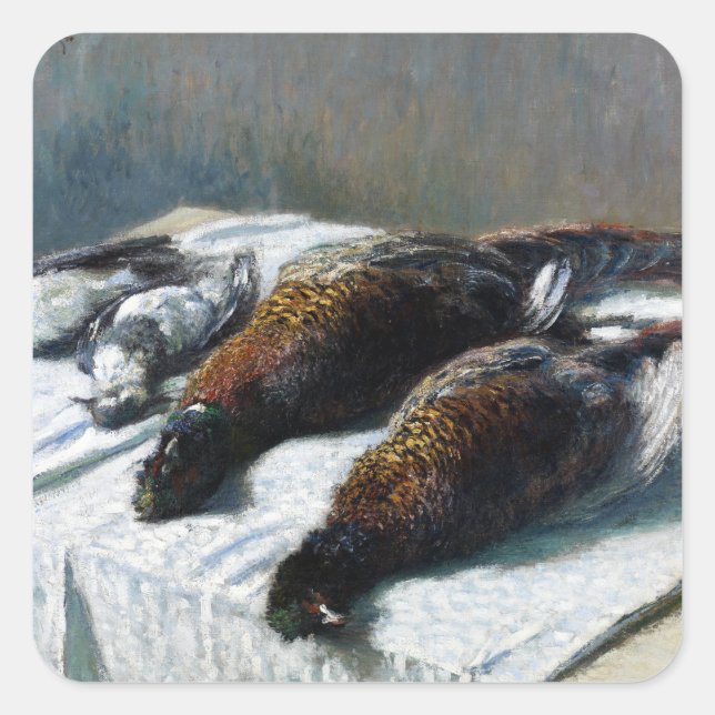 Pegatina Cuadrada Claude Monet aún vive con faisanes y amantes (Anverso)